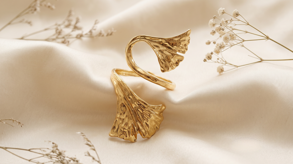 Gold Leaf Statement Metal Cuff Bracelet
