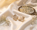 Ivory Square Enamel Stud Earrings