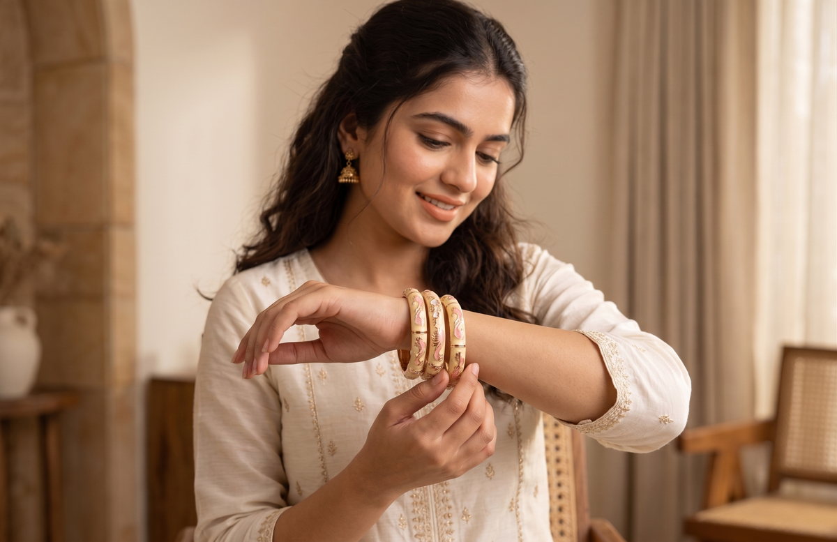 Lemon Yellow Meenakari Bangle