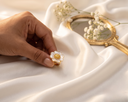 Pearl Blossom Ivory Enamel Floral Ring