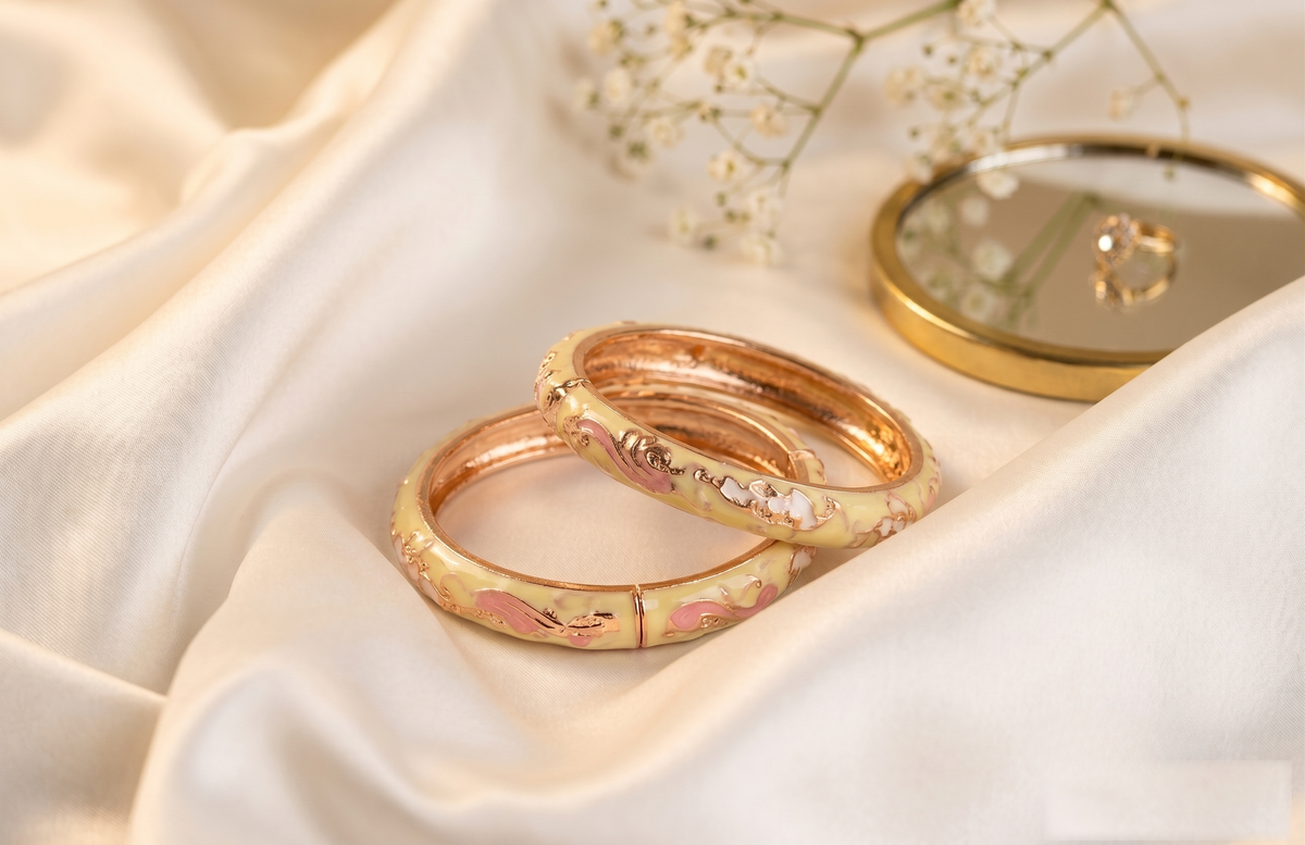 Lemon Yellow Meenakari Bangle