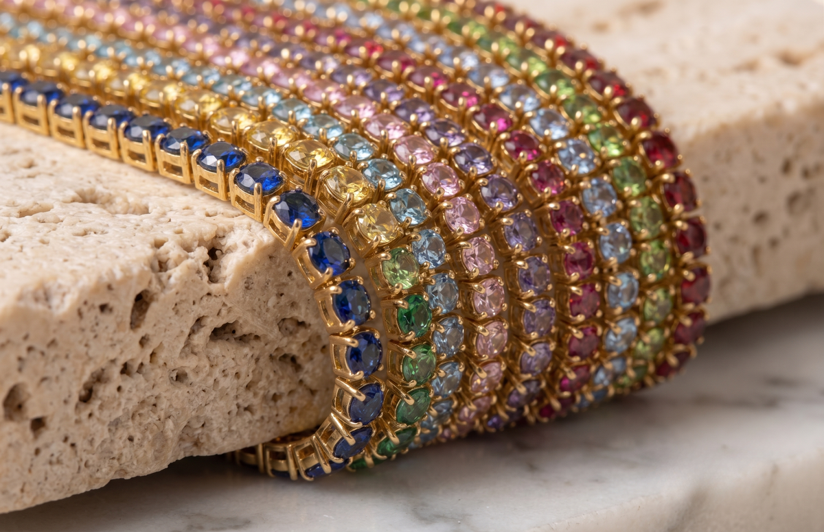 Blue Rhinestone Stretch Bracelet Stack