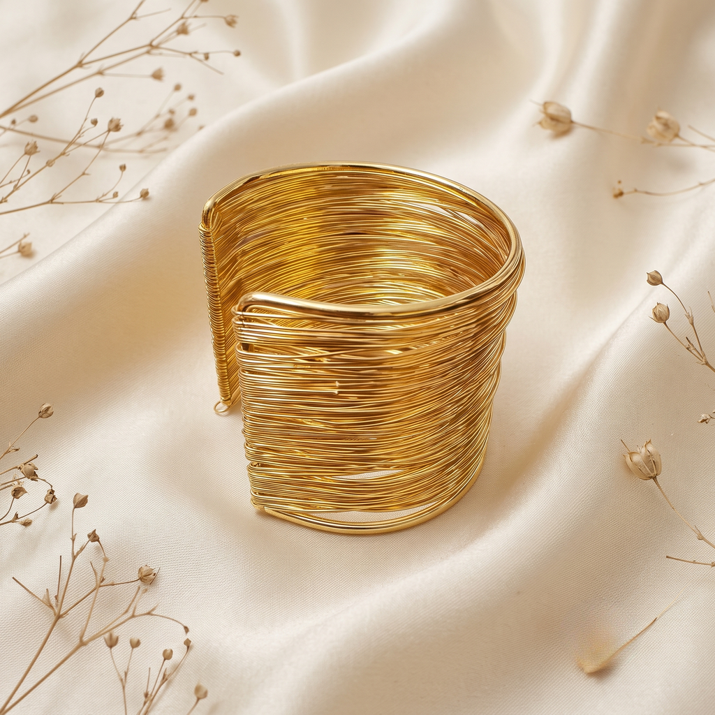 Gold Wire Multi-Strand Bangle Stack