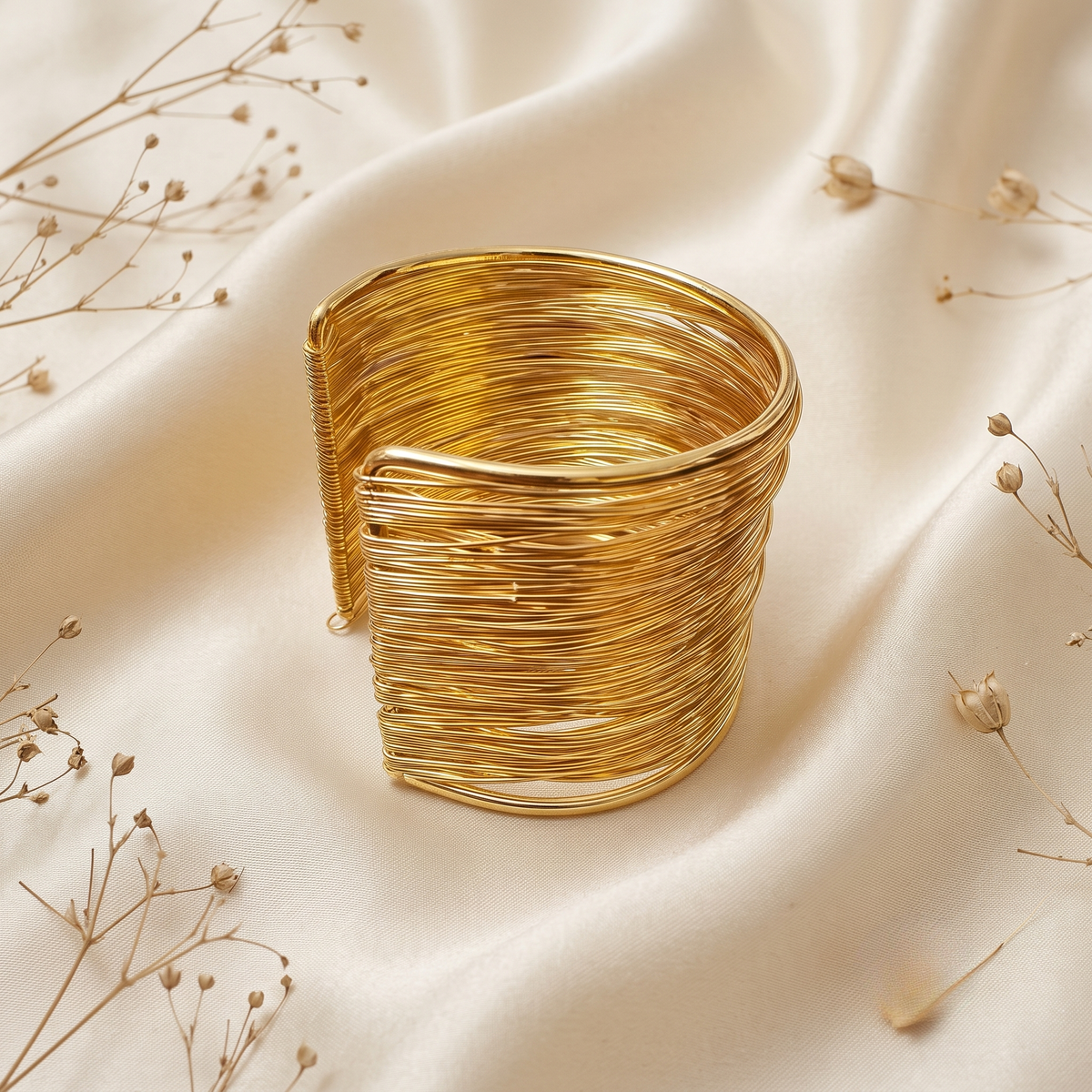 Gold Wire Multi-Strand Bangle Stack