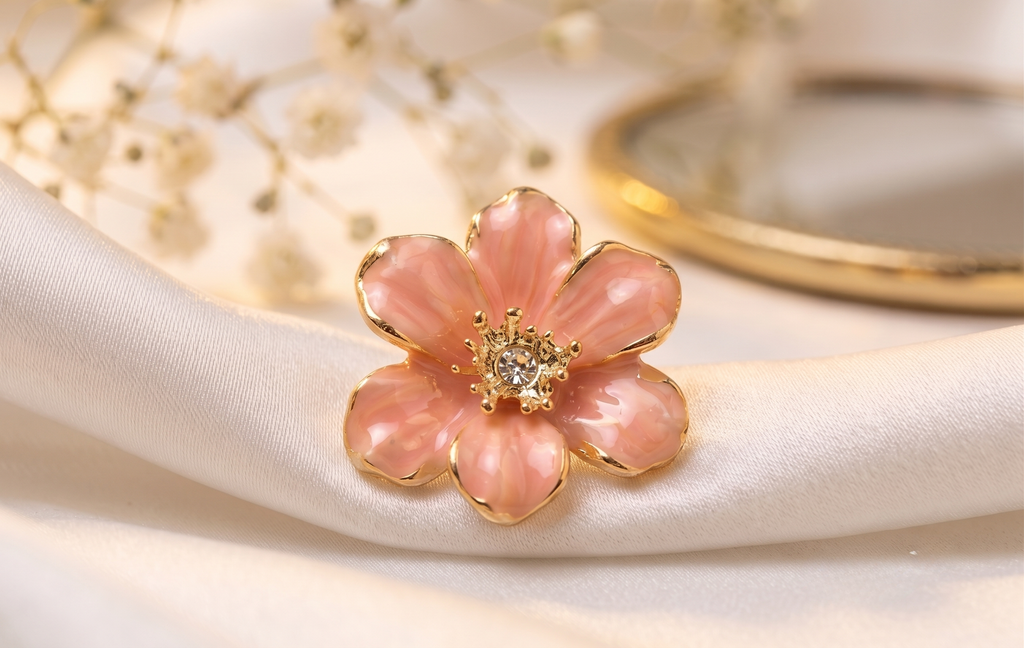 Peach Floral Studs