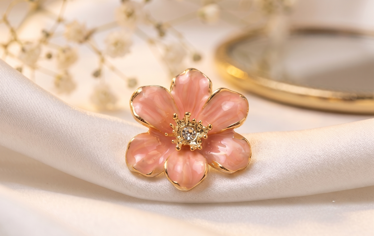 Peach Floral Studs
