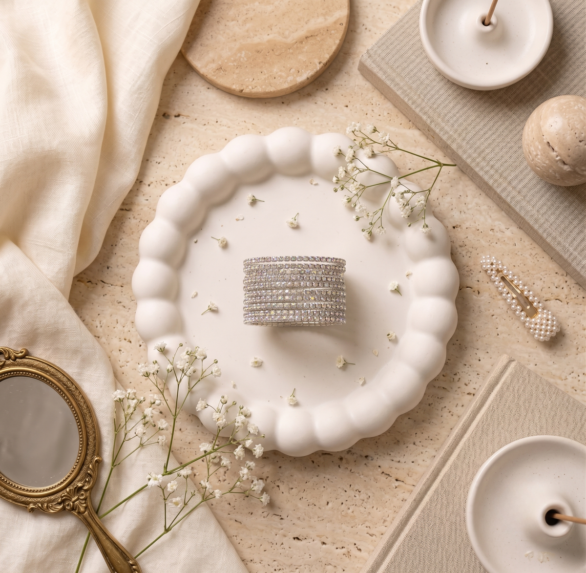 Rhinestone Stretch Bracelet Stack Set