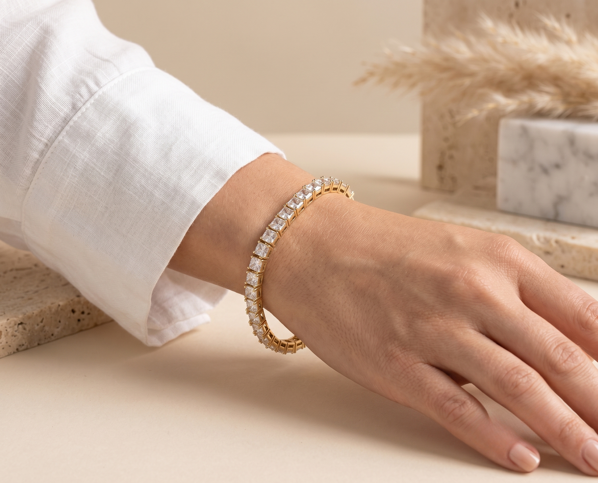 Gold CZ Tennis Bracelet