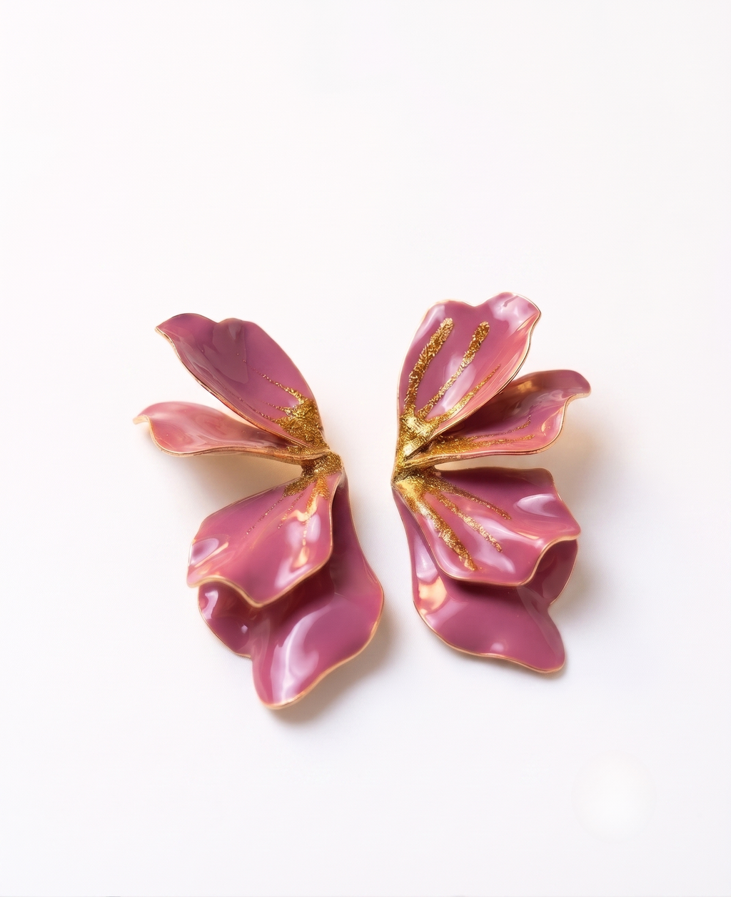 Pink Glitter Petal Statement Earrings