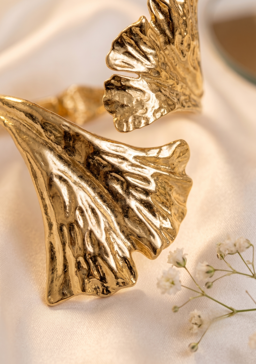 Gold Leaf Statement Metal Cuff Bracelet