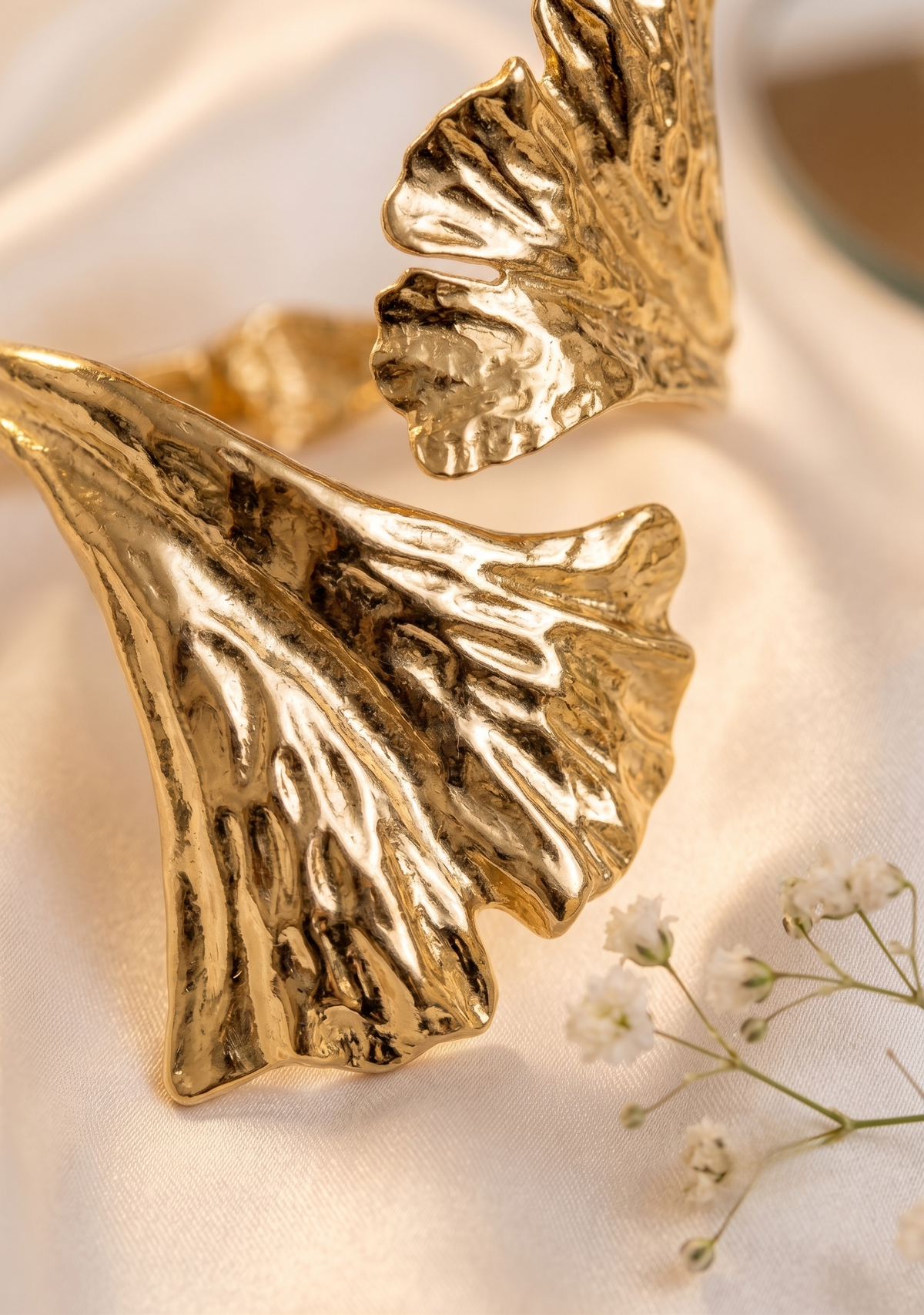 Gold Leaf Statement Metal Cuff Bracelet