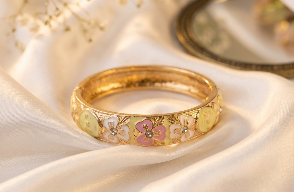 Yellow Thick Meenakari Kada – anti-tarnish by PremRaga