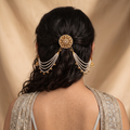 Model wearing Music to My Ears pearl and ghungroo ear chains